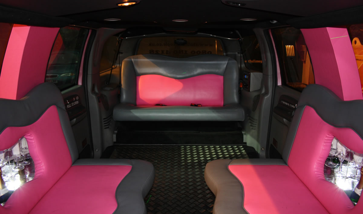 Interior view of 4x4 pink limo